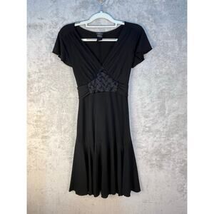 Y2K VTG Babydoll Dress Medium Black Flounce Sleeve Whimsigoth Gilmore Girls